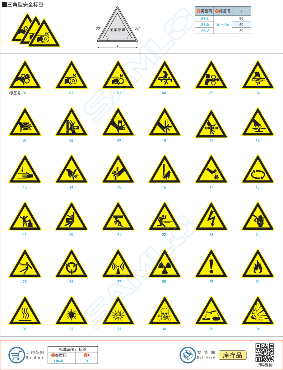 三角型安全標簽貼紙規(guī)格參數(shù)尺寸